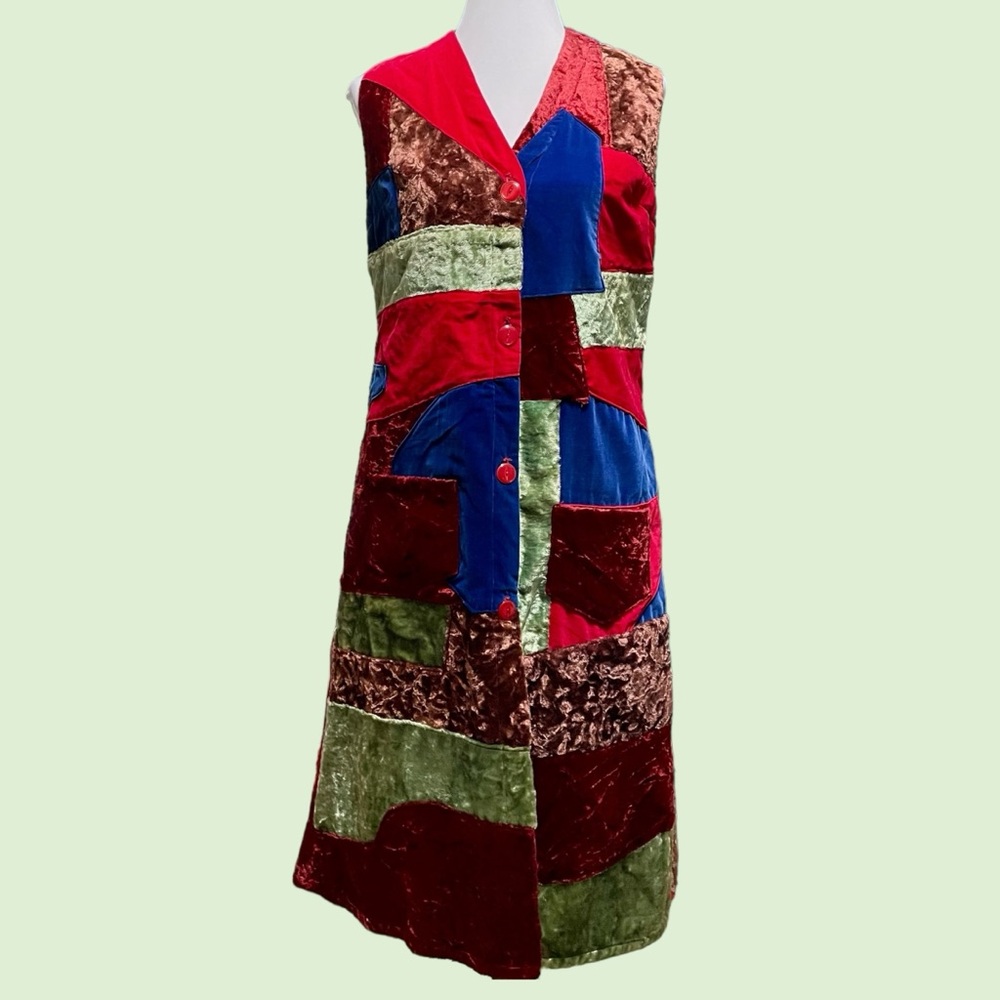 U.F.O. Vintage Velvet Patchwork Sleeveless Dress / Coat